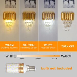 Modern Crystal Wall Sconce, E14 3-Tier Crystal Wall Light, Gold LED Indoor Wall Lamp, Interior Lighting Decoration for Living Room, Bedroom, Dining Room,Hallway - Image 6