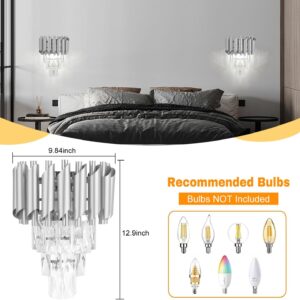 Modern Crystal Wall Sconce, E14 3-Tier Crystal Wall Light, Silver LED Indoor Wall Lamp, Interior Lighting Decoration for Living Room, Bedroom, Dining Room,Hallway - Image 3