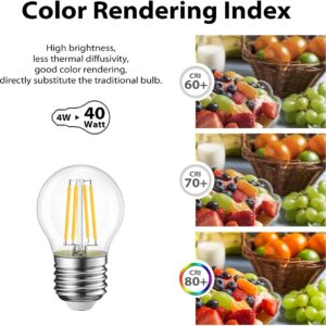 Vintage E27 LED Edison Globe Light Bulbs 40W Equivalent,2700K Warm White,Antique Clear Glass Small Decorative Bulbs,G45 4W LED Filament Bulbs,Pack of 10(Yellow Light) - Image 4