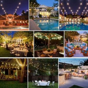 Outdoor String Lights, Electric Plug-In Festoon Lights 10 Meter 20 Hanging Sockets, Outdoor Waterproof Decorative Light String for Patio Garden Porch Yard(Bulb Not Included) - Image 5