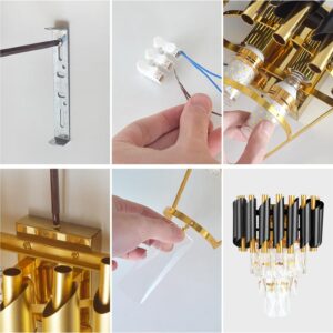 Modern Crystal Wall Sconce, E14 3-Tier Crystal Wall Light, Black and Gold LED Indoor Wall Lamp, Interior Lighting Decoration for Living Room, Bedroom, Dining Room,Hallway - Image 6