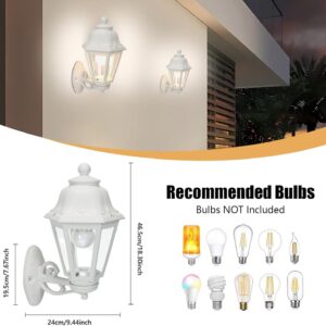 Outdoor White Wall Lights, Plastic Outdoor Light Fixture with E27 Socket, Exterior Waterproof Wall Lamp with Clear Lampshade, Outside Porch Lights for Garden, Garage, Courtyard - Image 3