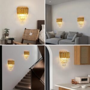 Modern Crystal Wall Sconce, E14 3-Tier Crystal Wall Light, Gold LED Indoor Wall Lamp, Interior Lighting Decoration for Living Room, Bedroom, Dining Room,Hallway - Image 5