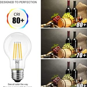 Vintage E27 Edison Bulbs LED Light Bulbs 40W Equivalent, 2700K Warm White, Antique Clear Glass Decorative Bulbs, A60 4W LED Filament Bulbs, Pack of 10(Yellow Light) - Image 7
