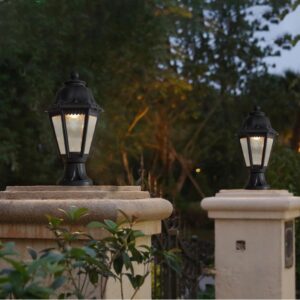 Outdoor Plastic Post Lights, Exterior Lamp Post Light Fixture with E27 Socket, Black Waterproof Post Lantern with Clear Lampshade, Pillar Outside Lighting for Garden, Patio, Pathway - Image 4