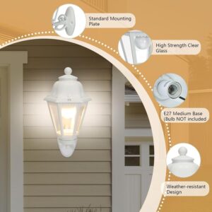 Outdoor White Wall Lights, Plastic Outdoor Light Fixture with E27 Socket, Exterior Waterproof Wall Lamp with Clear Lampshade, Outside Porch Lights for Garden, Garage, Courtyard - Image 5