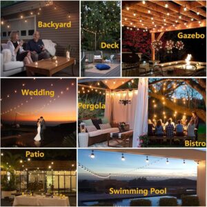 Outdoor String Lights, Electric Plug-In Festoon Lights 10 Meter 20 LED Bulbs, Outdoor Waterproof Decorative Hanging Light String for Patio Garden Porch Yard (10M with ST64 Clear) - Image 6