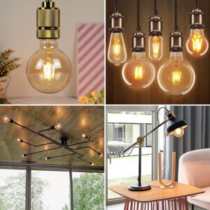 Vintage E27 LED Edison Globe Light Bulbs 40W Equivalent,2200K Warm White,Antique Amber Glass Decorative Bulbs,G80 4W LED Filament Bulbs,Pack of 6(Yellow Light) - Image 6
