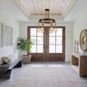 Retro 6-Light Industrial Pendant Light,Farmhouse Hemp Rope Chandelier Ceiling Light Fixture,Vintage Iron Cage Hanging Lamp for Kitchen Island Dining Room Living Room Bedroom - Image 5