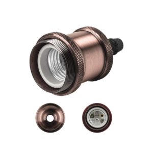 Ceiling Pendant & Lamp Holder, Metal Pendant Light Fitting, E27 Lamp Holder, Fitting Set with Braided Fabric Cable (Bronze) - Image 5