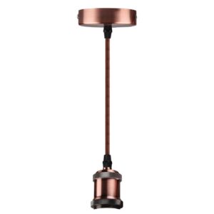 Ceiling Pendant & Lamp Holder, Metal Pendant Light Fitting, E27 Lamp Holder, Fitting Set with Braided Fabric Cable (Red/Bronze) - Image 5
