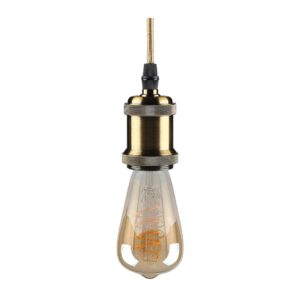 Ceiling Pendant & Lamp Holder, Metal Pendant Light Fitting, E27 Lamp Holder, Fitting Set with Braided Fabric Cable (Bronze) - Image 3