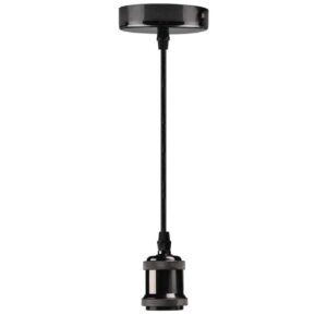 Ceiling Pendant & Lamp Holder, Metal Pendant Light Fitting, E27 Lamp Holder, Adjustable Cable Length, Fitting Set with Braided Fabric Cable (Black Chrome) - Image 5
