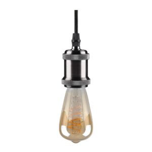 Ceiling Pendant & Lamp Holder, Metal Pendant Light Fitting, E27 Lamp Holder, Adjustable Cable Length, Fitting Set with Braided Fabric Cable (Black Chrome) - Image 4