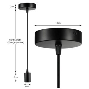 Ceiling Pendant & Lamp Holder, Metal Pendant Light Fitting, E27 Lamp Holder, Fitting Set with Braided Fabric Cable (Black) - Image 4