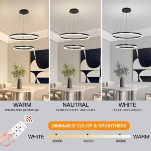 Modern LED Ring Chandeliers Lights for Living Room, Bedroom, and Dining Room, Round Chandelier with Remote Control, Dimmable Light, Adjustable Height and 3 Color Temperature - Image 4
