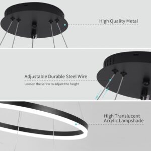 Modern LED Ring Chandeliers Lights for Living Room, Bedroom, and Dining Room, Round Chandelier with Remote Control, Dimmable Light, Adjustable Height and 3 Color Temperature - Image 3