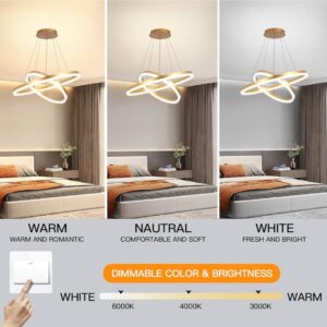 Modern LED Ring Chandeliers Lights for Living Room, Bedroom, and Dining Room, Round Chandelier with Remote Control, Dimmable Light, Adjustable Height and 3 Color Temperature - Image 6