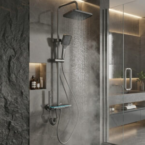 Piano Key Smart Digital Shower Mixer Set – Matte Gunmetal Finish - Image 3