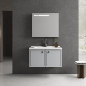 PVC Basin Cabinet Set | Smart Storage | Contemporary Grey Finish - Image 4