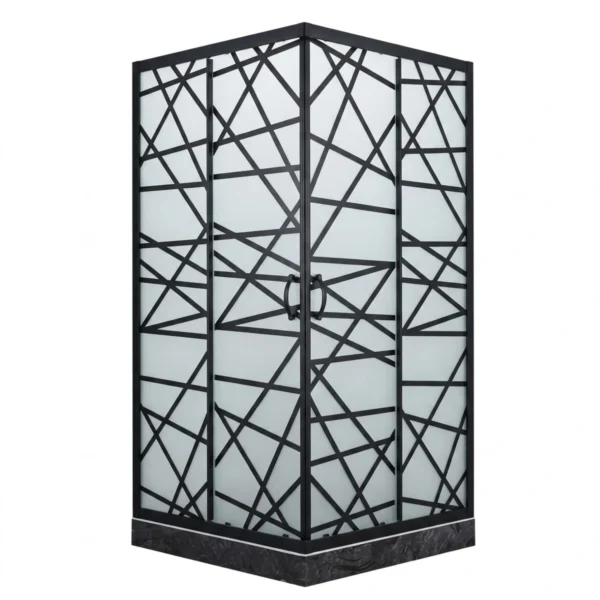 Matte-Black-Geometric-Framed-Square-Shower-Enclosure-with-Frosted-Privacy-Glass-and-Marbled-Stone-Effect-Base (1)